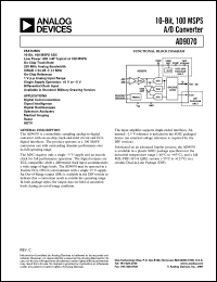 5962-9756301HXC datasheet: 6V; 20mA; 10-bit, 100MSPS A/D converter. For digital communications, signal intelligence 5962-9756301HXC