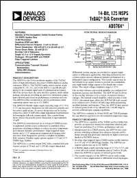AD9764AR datasheet: 14-bit, 125MSPS TxDAC D/A converter. For communications transmit channel: basestations, ADSL/HFC modems and instrumnetations AD9764AR