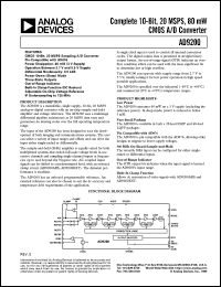 AD9200ARS datasheet: Complete 10-bit, 20MSPS, 80mW; CMOS A/D converter AD9200ARS