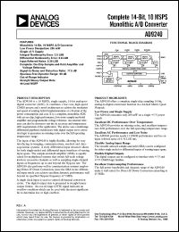 AD9240EB datasheet: Complete 14-bit, 10MSPS monolithic A/D converter AD9240EB