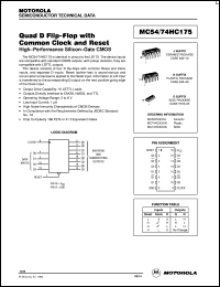 MC74HC175D datasheet: Quad D Flip-Flop With Common Clock & Reset MC74HC175D
