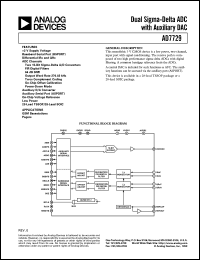 AD7729ARU datasheet: 0.3-7V; dual sigma-delta ADC with auxiliary DAC. For GSM basestations, pagers AD7729ARU