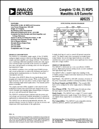 AD9225AR datasheet: complete 12-bit, 25MSPS monolithic A/D converter AD9225AR