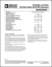 ADM488AN datasheet: 7V; 700-800mW; full-duplex, low power slew rate limited, EIA RS-485 transceiver. For low power RS-485 systems, DTE-DCE interface, packet switching, local area network ADM488AN