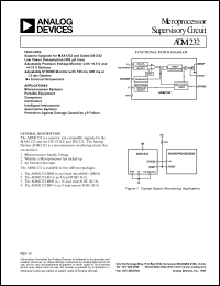 ADM1232AN datasheet: 5.5V; 900-1000mW; microprocessor supervisory circuit. For microprocessor systems, controllers, intelligent instrumnets, automotive systems, safety systems, portable instruments ADM1232AN