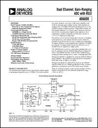 AD6600ST/PCB datasheet: 0-7V; dual channel, gain-ranging ADC with RSSI. For communications receivers, PCS/cellular base stations, GSM CDMA TDMA, wireless local loop, fixed access AD6600ST/PCB