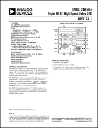 ADV7123KST50 datasheet: 7V; CMOS, 50MHz triple 10-bit high speed video DAC ADV7123KST50