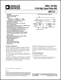 ADV7127JR240 datasheet: 7V; CMOS, 240MHz 10-bit high speed video DAC ADV7127JR240