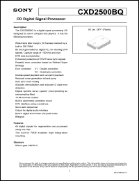 CXD2500BQ datasheet: CD digital signal processor CXD2500BQ