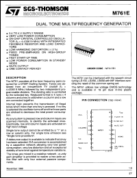 M761EB1 datasheet: Dual tone multifrequency generator M761EB1