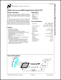 LM9617CCEA datasheet: Monochrome CMOS Image Sensor VGA 30 FPS LM9617CCEA