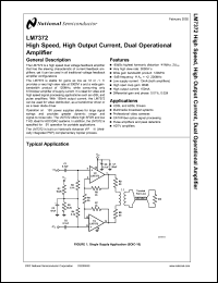 LM7372ILD datasheet: High Speed, High Output Current, Dual Operational Amplifier LM7372ILD