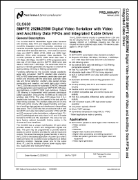CLC030VEC datasheet: SMPTE 292M / 259M Digital Video Serializer with Ancilliary Data FIFO and Integrated Cable Driver CLC030VEC