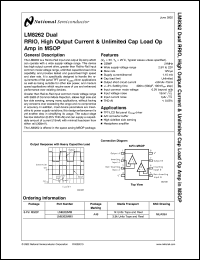 LM8262MMX datasheet: RRIO, High Output Current & Unlimited Cap Load Op Amp in MSOP LM8262MMX
