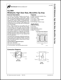CLC404A8D datasheet: Wideband, High Slew Rate, Monolithic Op Amp CLC404A8D