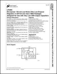 LP2985IM5X-2.8 datasheet: Micropower 150 mA Low-Noise Ultra Low-Dropout Regulator in SOT-23 and micro SMD Packages LP2985IM5X-2.8