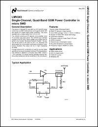 LMV243BL datasheet: Single-Channel, Quad-Band GSM Power Controller in micro SMD LMV243BL