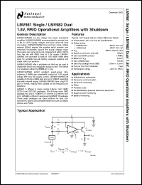 LMV981MF datasheet: Single 1.8V, RRIO Operational Amplifiers with Shutdown LMV981MF