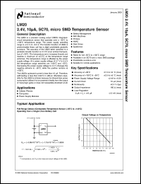 LM20BIM7X datasheet: 2.4V, 10µA, SC70, micro SMD Temperature Sensor LM20BIM7X