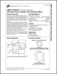 LM4871LDX datasheet: 3W Audio Power Amplifier with Shutdown Mode LM4871LDX