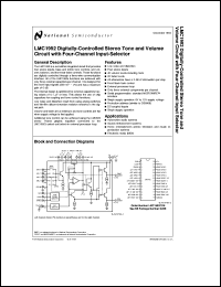 LMC1992CCN datasheet: Digitally-Controlled Stereo Tone and Volume Circuits LMC1992CCN