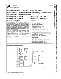 LMX2310USLDX datasheet: 2.5 GHz PLLatinum Ultra Low Power Frequency Synthesizer for RF Personal Communications LMX2310USLDX