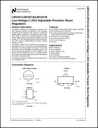 LMV431AIMF datasheet: Low-Voltage (1.24V) Adjustable Precision Shunt Regulators LMV431AIMF