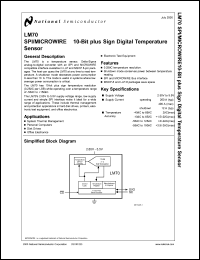 LM70CIMMX-3 datasheet: SPI/MICROWIRE10-Bit plus Sign Digital Temperature Sensor LM70CIMMX-3