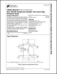 LM4810LDX datasheet: LM4810 Dual 105mW Headphone Amplifier with Active-High Shutdown Mode LM4810LDX