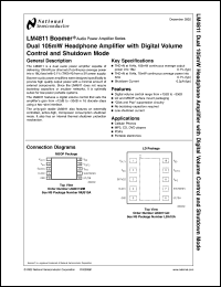 LM4811MM datasheet: LM4811 Dual 105mW Headphone Amplifier with Digital Volume Control and Shutdown Mode LM4811MM