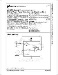 LM4819MMX datasheet: 350mW Audio Power Amplifier with Shutdown Mode LM4819MMX