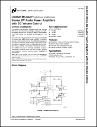 LM4843MHX datasheet: Stereo 2W Audio Power Amplifiers with DC Volume Control and Selectable Gain LM4843MHX