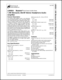 LM4854IBLX datasheet: 1.9W Monaural, 85mW Stereo Headphone Audio Amplifier LM4854IBLX