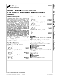 LM4854LD datasheet: 1.9W Monaural, 85mW Stereo Headphone Audio Amplifier LM4854LD