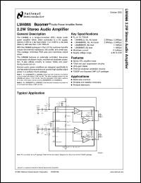 LM4866LQX datasheet: 2.2W Stereo Audio Amplifier LM4866LQX