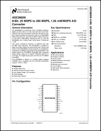 ADC08200CIMTX datasheet: 8-Bit, 20 MSPS to 200 MSPS, 1.05 mW/MSPS A/D Converter ADC08200CIMTX