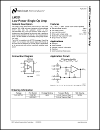 LM321H datasheet: Low Power Single Op Amp LM321H