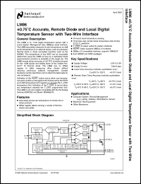 LM86CIMM datasheet: ±0.75°C Accurate, Remote Diode and Local Digital Temperature Sensor with Two-Wire Interface LM86CIMM
