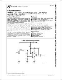 LMV722MMX datasheet: 10MHz, Low Noise, Low Voltage, and Low Power Operational Amplifier LMV722MMX