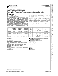 LM8500HLQ9 datasheet: Four Wire Resistive Touchscreen Controller with Brownout LM8500HLQ9
