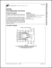 DS8830N datasheet: Dual Differential Line Drivers DS8830N