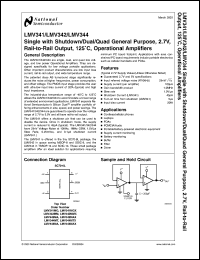 LMV342MMX datasheet: Single with Shutdown/Dual/Quad General Purpose, 2.7V, Rail-to-Rail Output, 125°C, Operational Amplifiers LMV342MMX