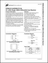 DS90LV012ATLDX datasheet: 3V LVDS Single CMOS Differential Line Receiver DS90LV012ATLDX