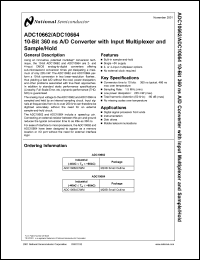 ADC10664CIN datasheet: 10-Bit 360 ns A/D Converter with Input Multiplexer and Sample/Hold ADC10664CIN
