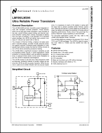 LM395K datasheet: Ultra Reliable Power Transistor LM395K