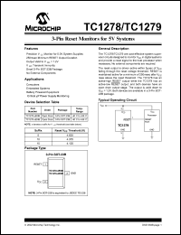 TC1278-5ENB datasheet: 3-pin reset monitors for 5V systems, open drain, reset Vcc = 4.625 TC1278-5ENB