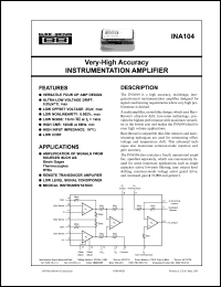 INA104SM datasheet: Very-high accuracy instrumentation amplifier INA104SM