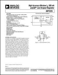 ADP3335ARM-1.8 datasheet: 0.3-16V; 200mW; 500MHz, high accuracy ultralow 500mA anyCAP low dropout regulator. For PCMCIA card, cellular phones, camcorders and cameras ADP3335ARM-1.8