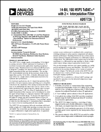 AD9772AAST datasheet: 0.3-7V; 14-bit, 160MSPS TxDAC+ with 2X interpolation filter AD9772AAST