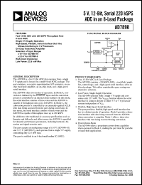 EVAL-AD7898CB datasheet: 5V; 450mW; 12-bit, serial 220kSPS ADC in an 8-lead package EVAL-AD7898CB